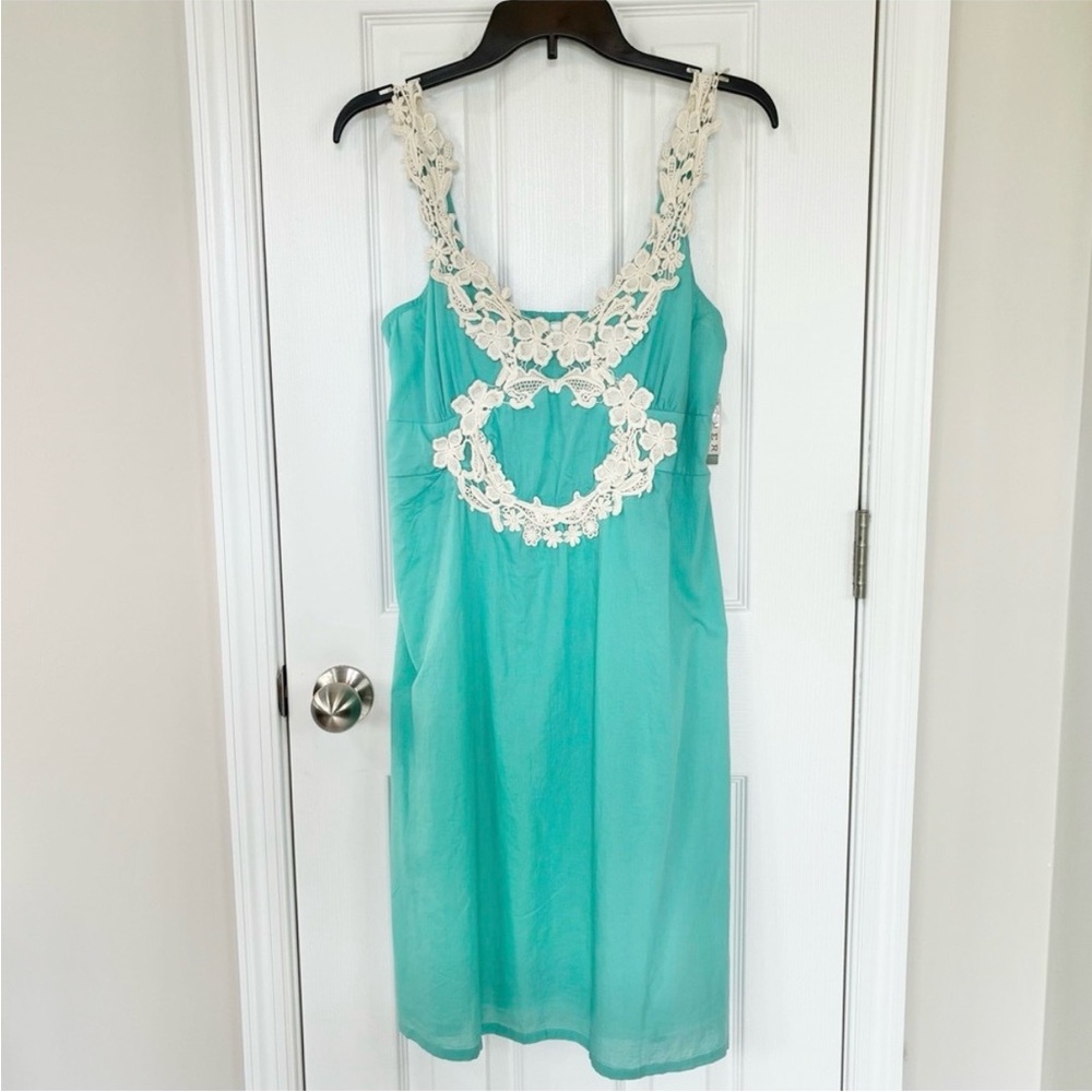 Roper NWT Turquoise Cotton Lace Applique Western Sundress Size Small